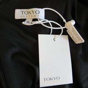 Tokyo Foxtrok V-Neck Black Off Shoulder XL Midi Evening Dress